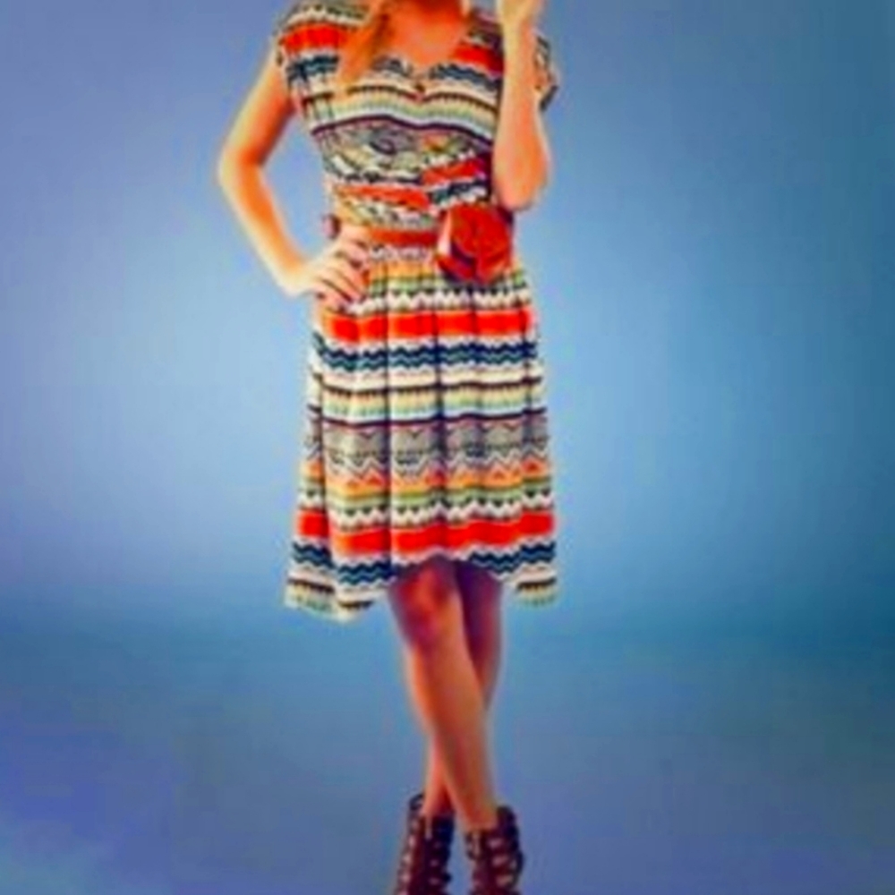 Suzabelle Boho Colorful Nomad Dress-XS